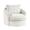 Goro Round Swivel Accent Chair | 39" | Beige Corduroy | Solid Wood