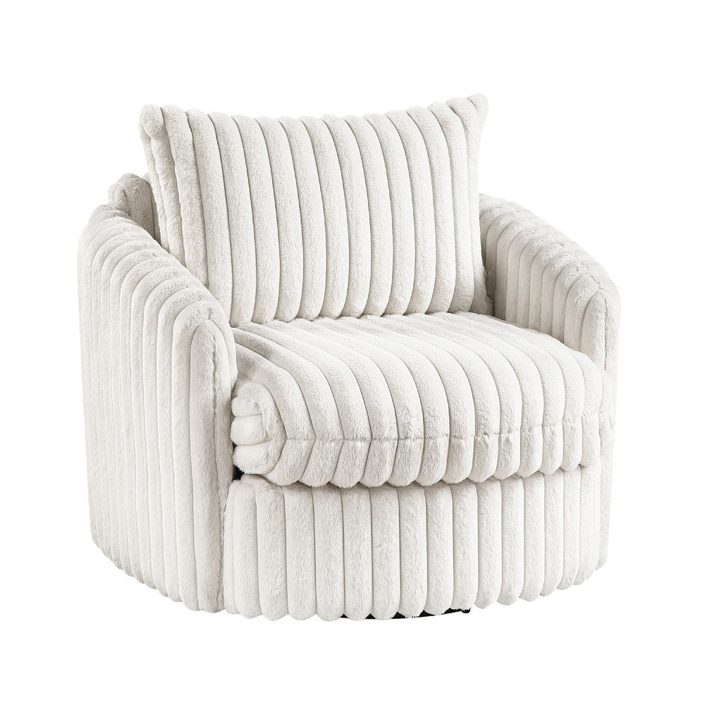 Goro Round Swivel Accent Chair | 39" | Beige Corduroy | Solid Wood