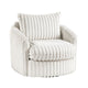 Goro Round Swivel Accent Chair | 39" | Beige Corduroy | Solid Wood