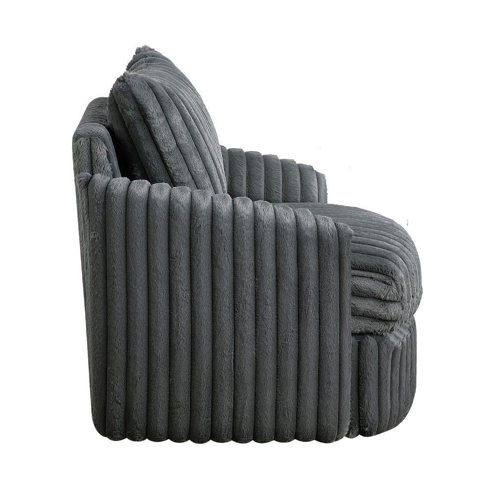 Goro Round Swivel Accent Chair | 39’’ | Gray Corduroy | Solid Wood BM336302