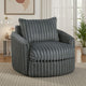Goro Round Swivel Accent Chair | 39" | Gray Corduroy | Solid Wood