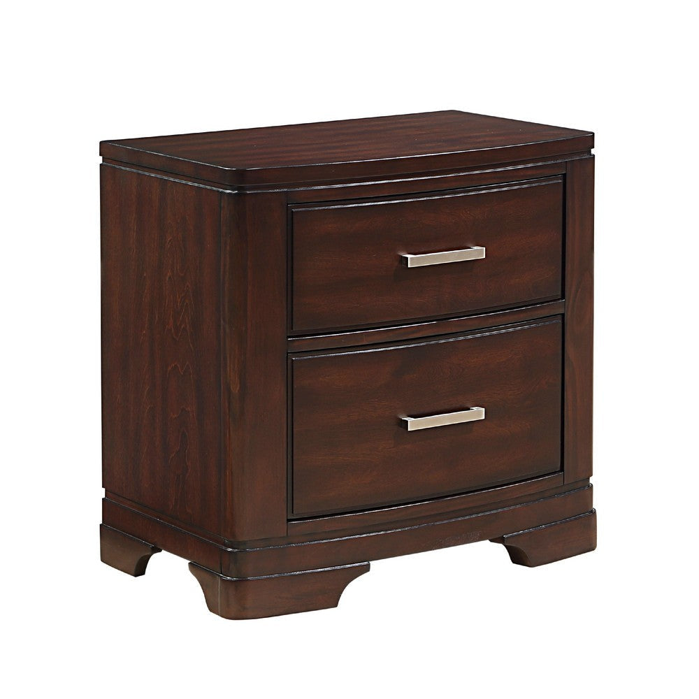 Hudy 2 Drawer Nightstand | 26" | Cherry Brown Birch Veneer