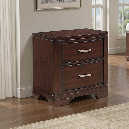 Hudy 2 Drawer Nightstand | 26" | Cherry Brown Birch Veneer