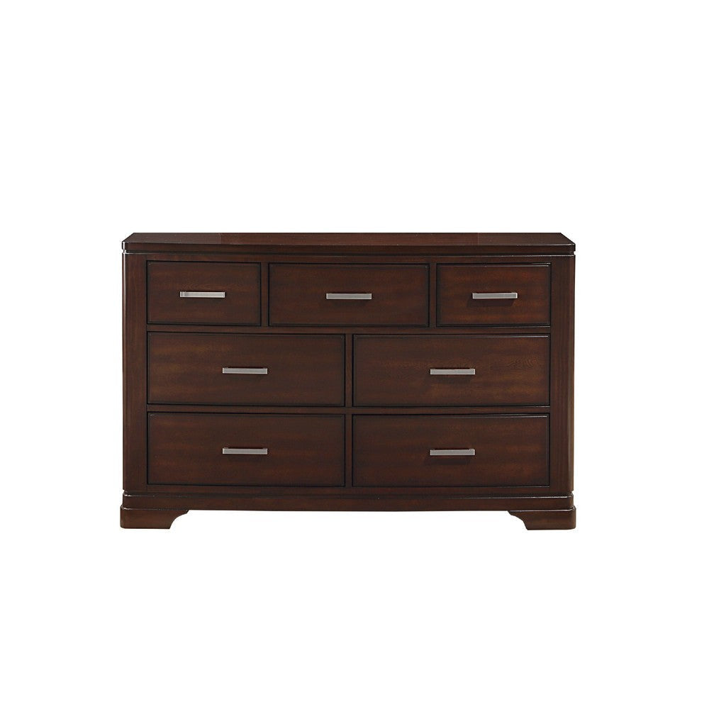 Hudy 56’’ Dresser with 7 Drawers | Cherry Brown Birch Veneer