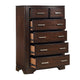 Hudy Tall Dresser Chest with 6 Drawers | Cherry Brown Birch Veneer