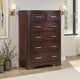 Hudy Tall Dresser Chest with 6 Drawers | Cherry Brown Birch Veneer