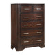 Hudy Tall Dresser Chest with 6 Drawers | Cherry Brown Birch Veneer