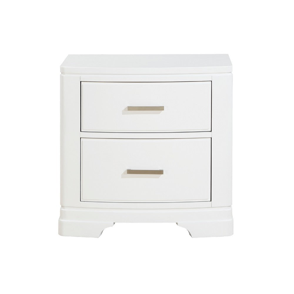 Hudy 2 Drawer Nightstand | Metal Handles | 26’’ | White Birch Veneer BM336306