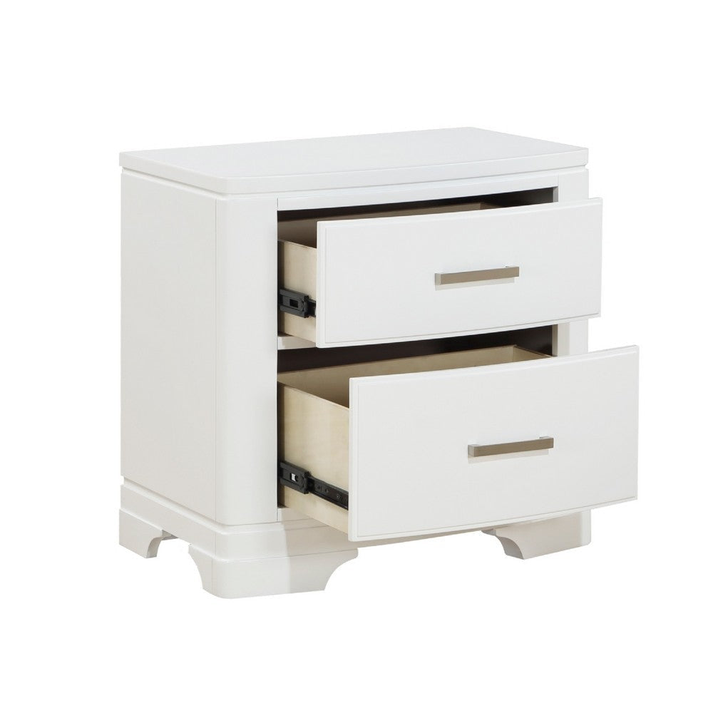 Hudy 2 Drawer Nightstand | Metal Handles | 26’’ | White Birch Veneer BM336306