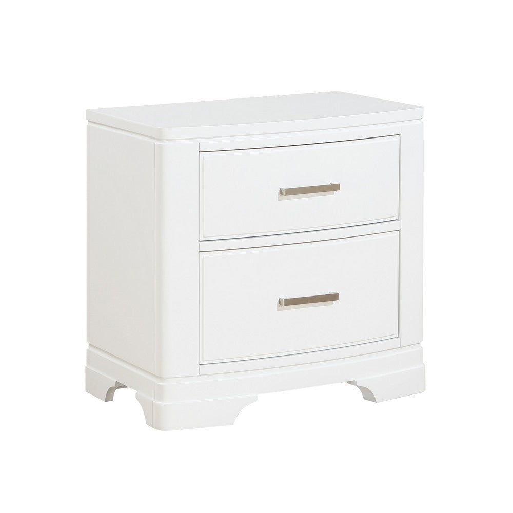 Hudy 2 Drawer Nightstand | Metal Handles | 26" | White Birch Veneer