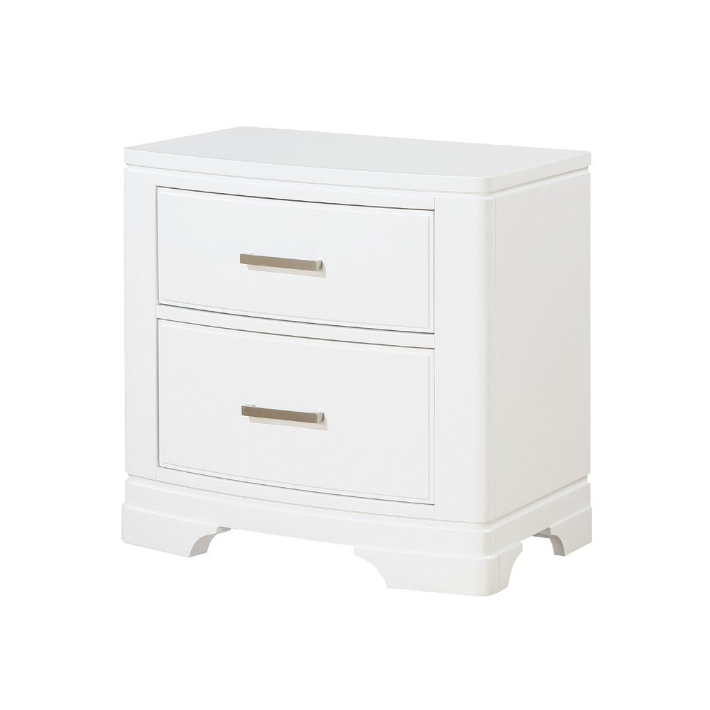 Hudy 2 Drawer Nightstand | Metal Handles | 26’’ | White Birch Veneer BM336306