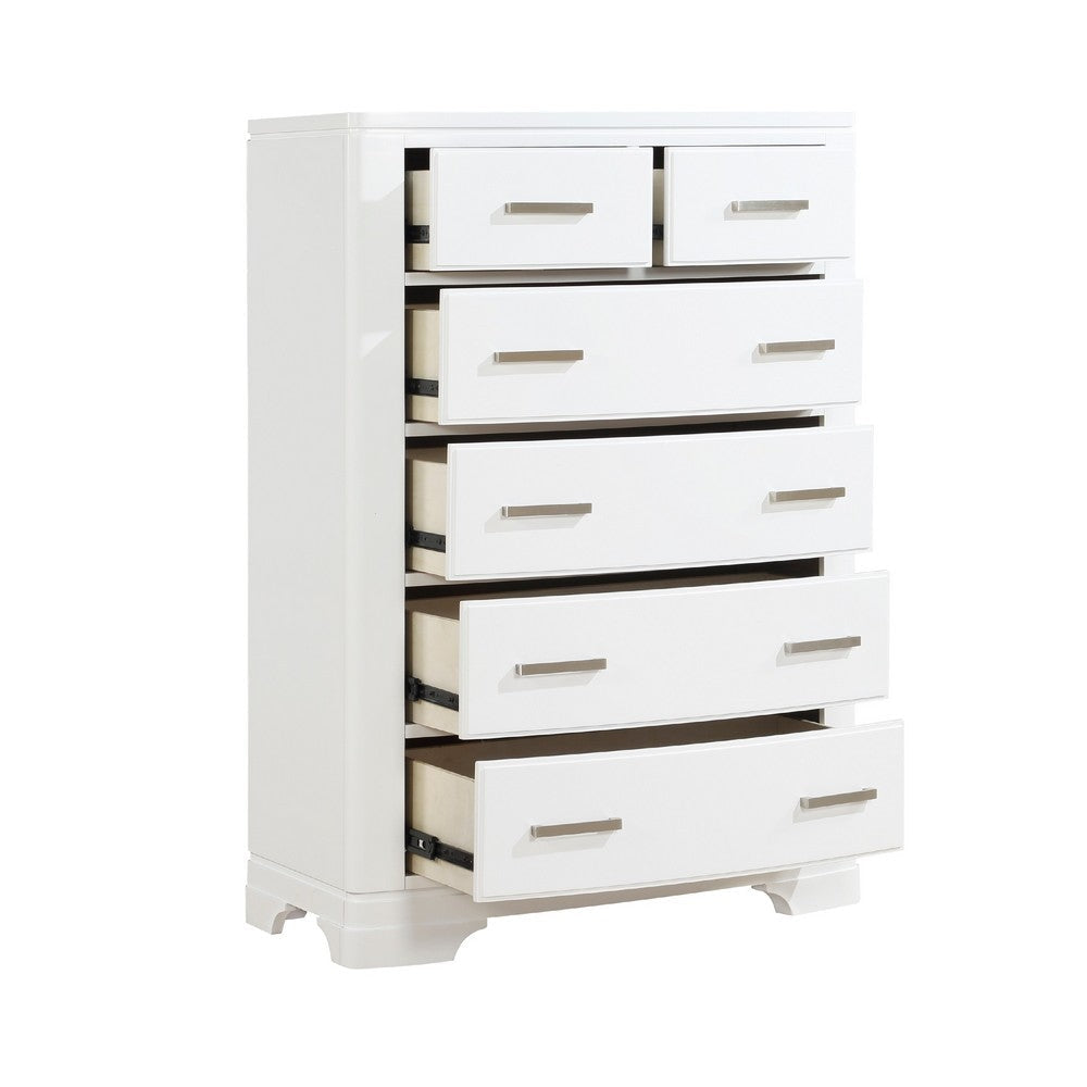 Hudy Tall Dresser Chest | 6 Drawers X Metal Handles | White Birch