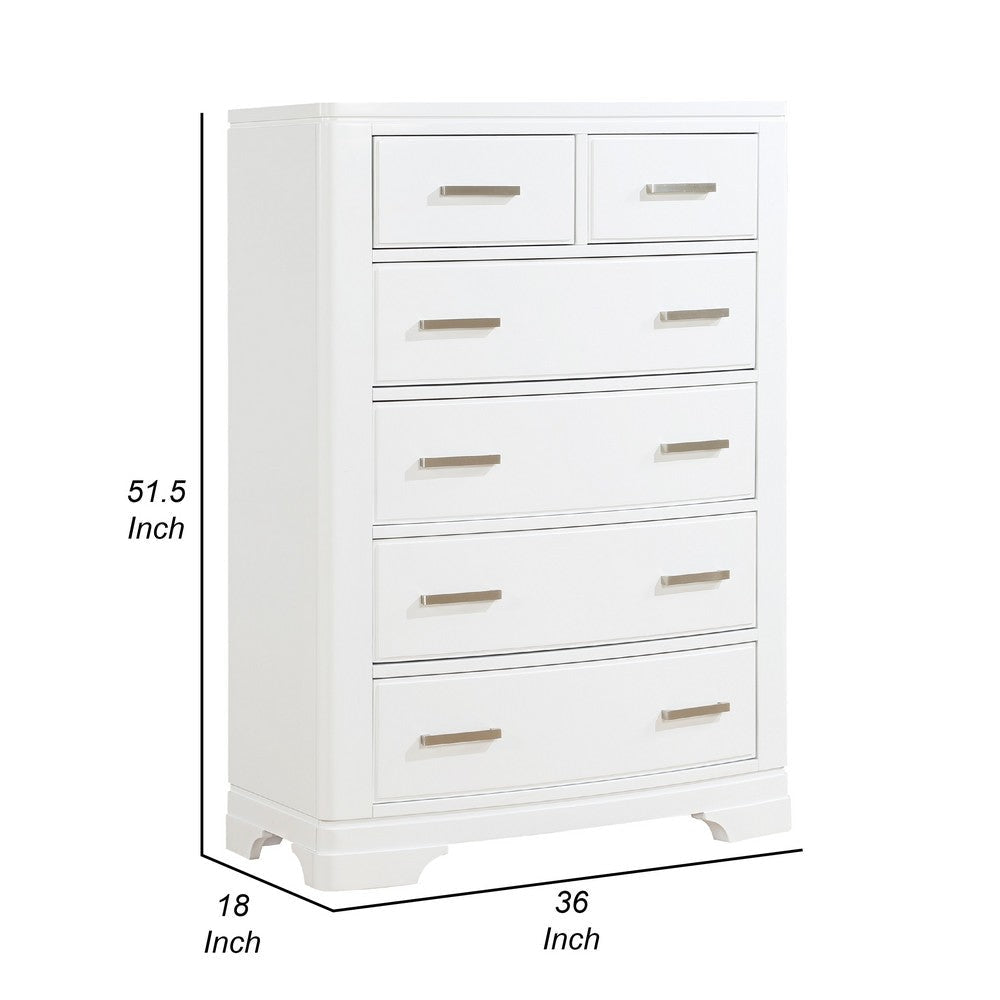 Hudy Tall Dresser Chest | 6 Drawers X Metal Handles | White Birch