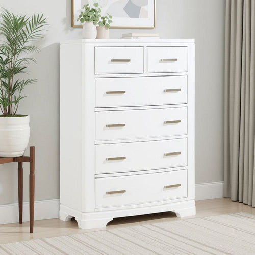 Hudy Tall Dresser Chest | 6 Drawers X Metal Handles | White Birch