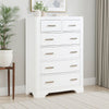 Hudy Tall Dresser Chest | 6 Drawers X Metal Handles | White Birch