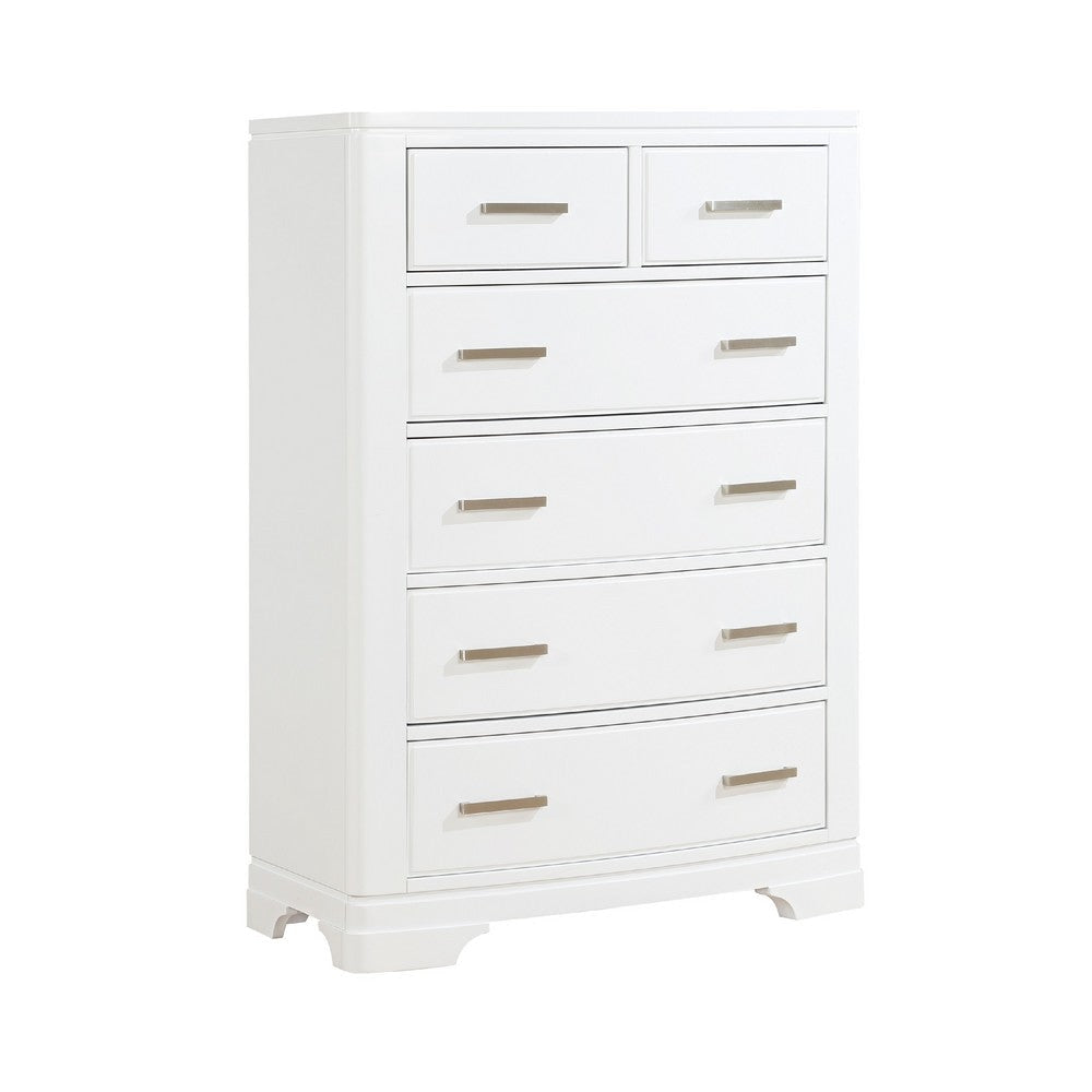 Hudy Tall Dresser Chest | 6 Drawers X Metal Handles | White Birch