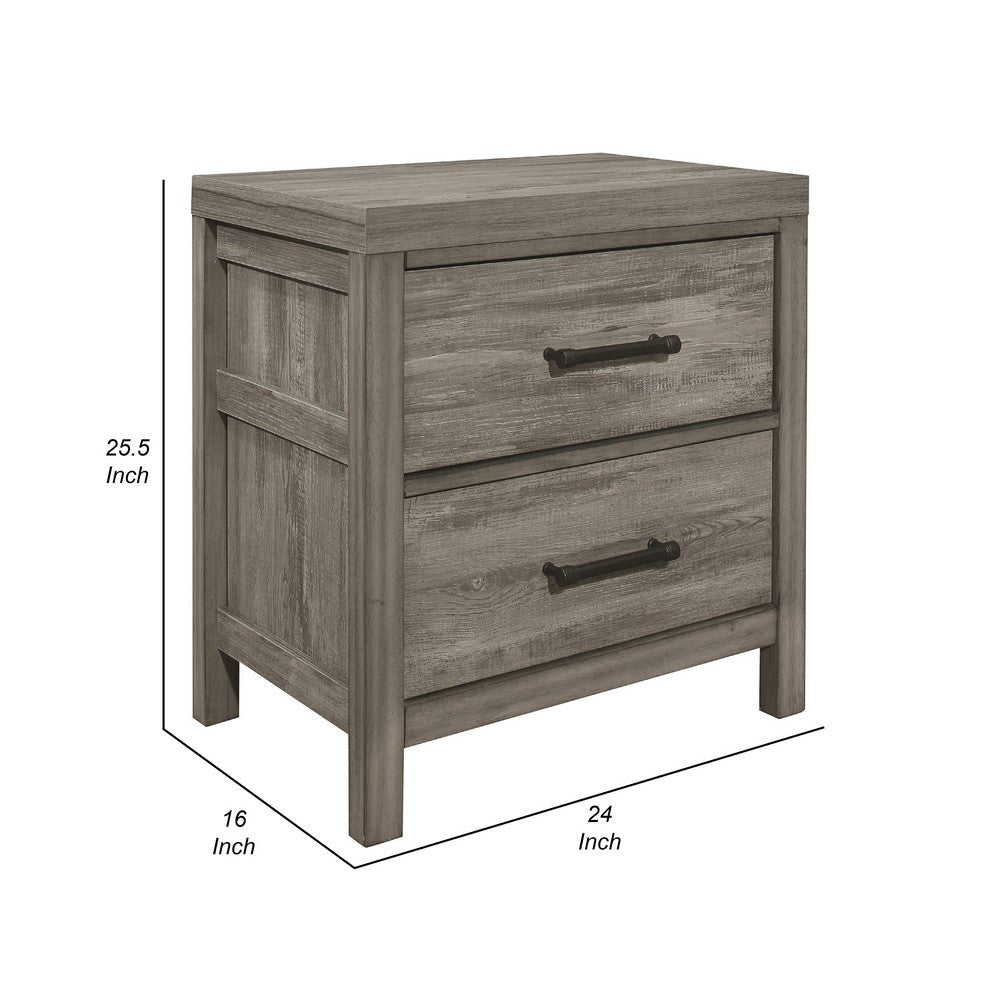 Rie 2 Drawer Nightstand | 26’’ | Weathered Gray Melamine Laminate BM336309