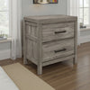 Rie 2 Drawer Nightstand | 26" | Weathered Gray Melamine Laminate