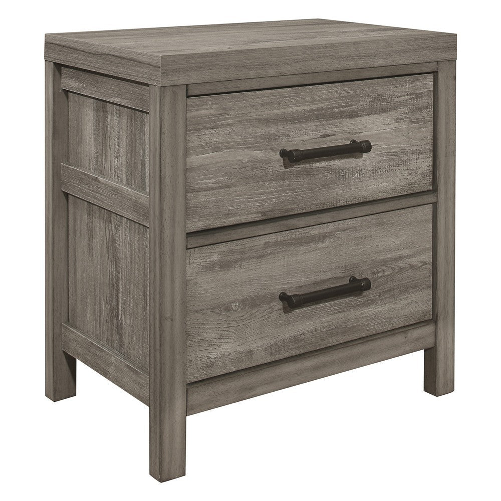Rie 2 Drawer Nightstand | 26" | Weathered Gray Melamine Laminate