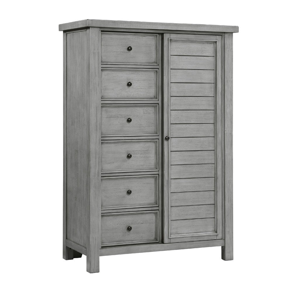 Daisy Wardrobe Chest | Gray Mango Veneer | 8 Drawer Bronze Metal Knobs