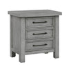 Daisy Nightstand | Gray Mango Veneer | 3 Drawers | Bronze Metal Knobs