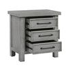 Daisy Nightstand | Gray Mango Veneer | 3 Drawers | Bronze Metal Knobs BM336314