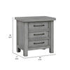 Daisy Nightstand | Gray Mango Veneer | 3 Drawers | Bronze Metal Knobs BM336314
