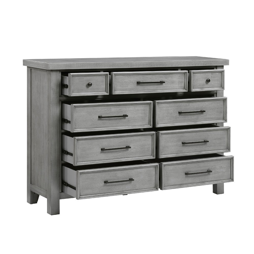 Daisy 62’’ Dresser | Gray Mango Veneer | 9 Drawers | Bronze Metal BM336315