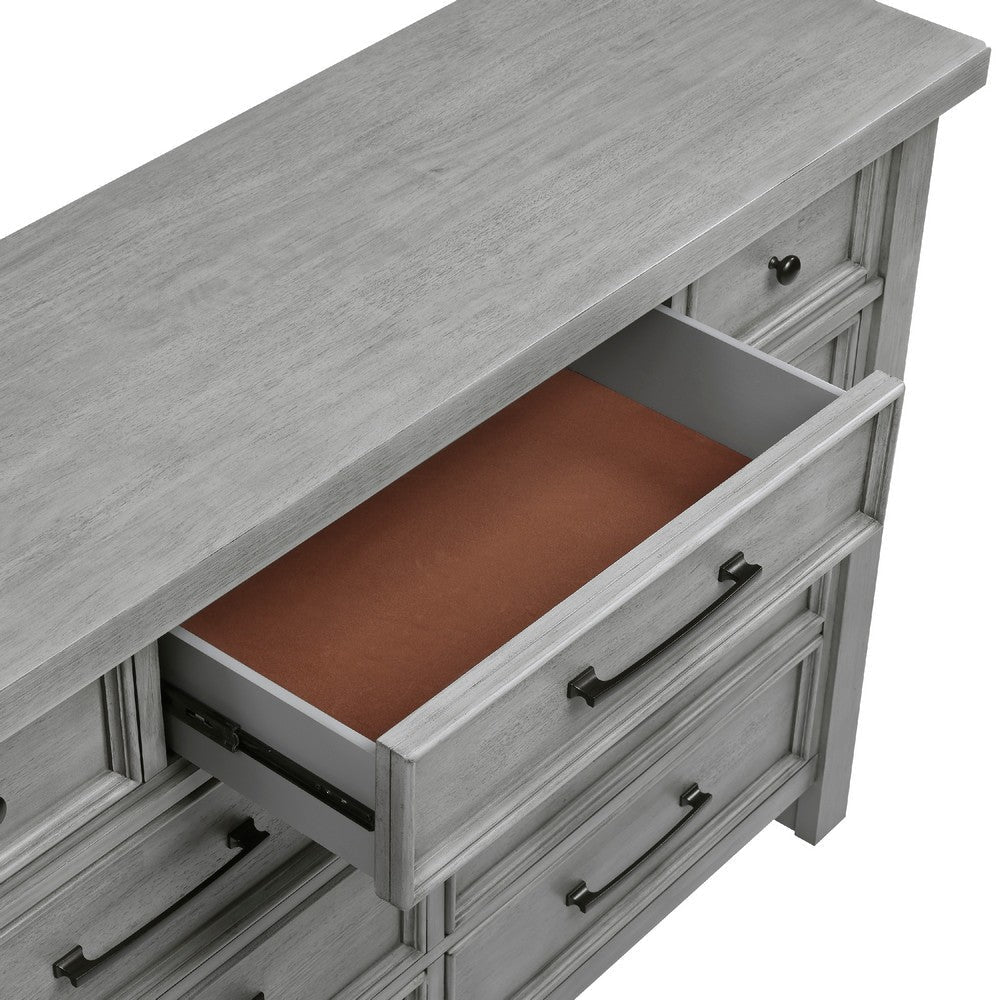 Daisy 62’’ Dresser | Gray Mango Veneer | 9 Drawers | Bronze Metal BM336315