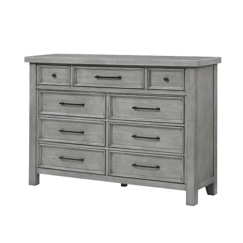 Daisy 62’’ Dresser | Gray Mango Veneer | 9 Drawers | Bronze Metal BM336315