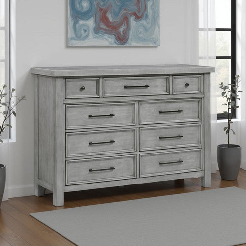 Daisy 62" Dresser | Gray Mango Veneer | 9 Drawers | Bronze Metal