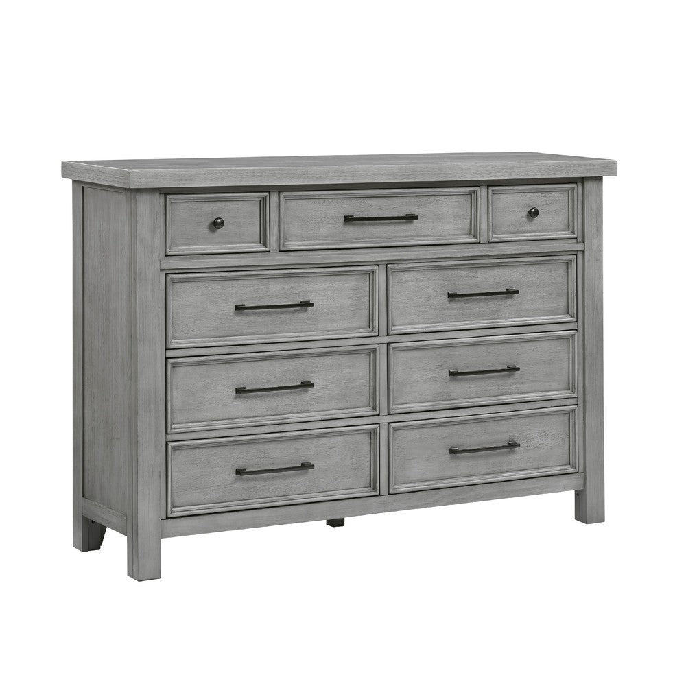 Daisy 62" Dresser | Gray Mango Veneer | 9 Drawers | Bronze Metal