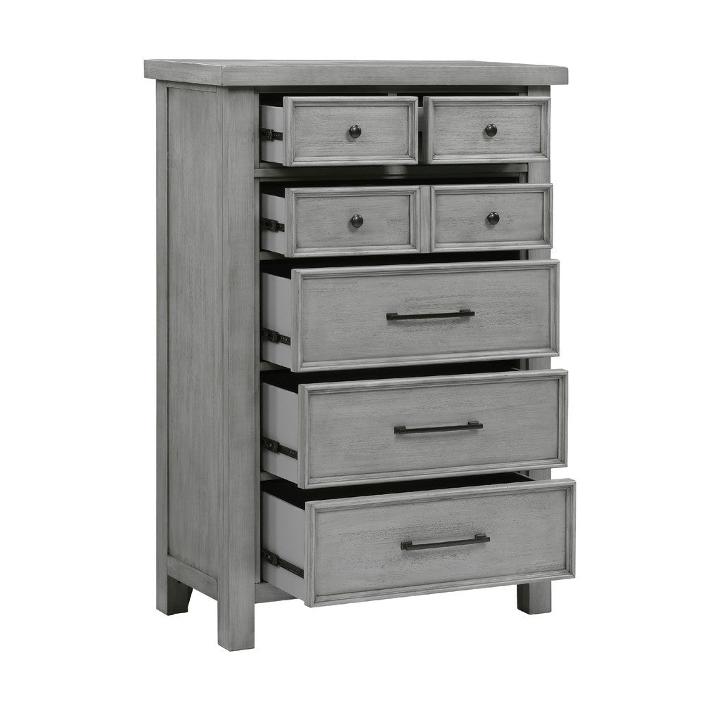 Daisy Tall Dresser Chest | Gray Mango Veneer | 7 Drawers Bronze Knobs BM336316