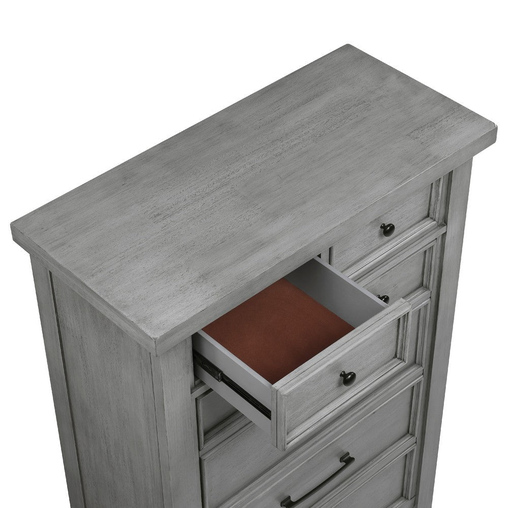 Daisy Tall Dresser Chest | Gray Mango Veneer | 7 Drawers Bronze Knobs BM336316