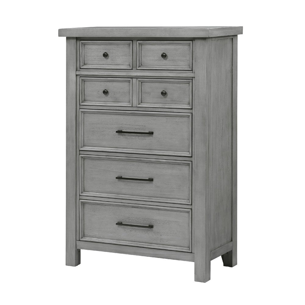 Daisy Tall Dresser Chest | Gray Mango Veneer | 7 Drawers Bronze Knobs BM336316