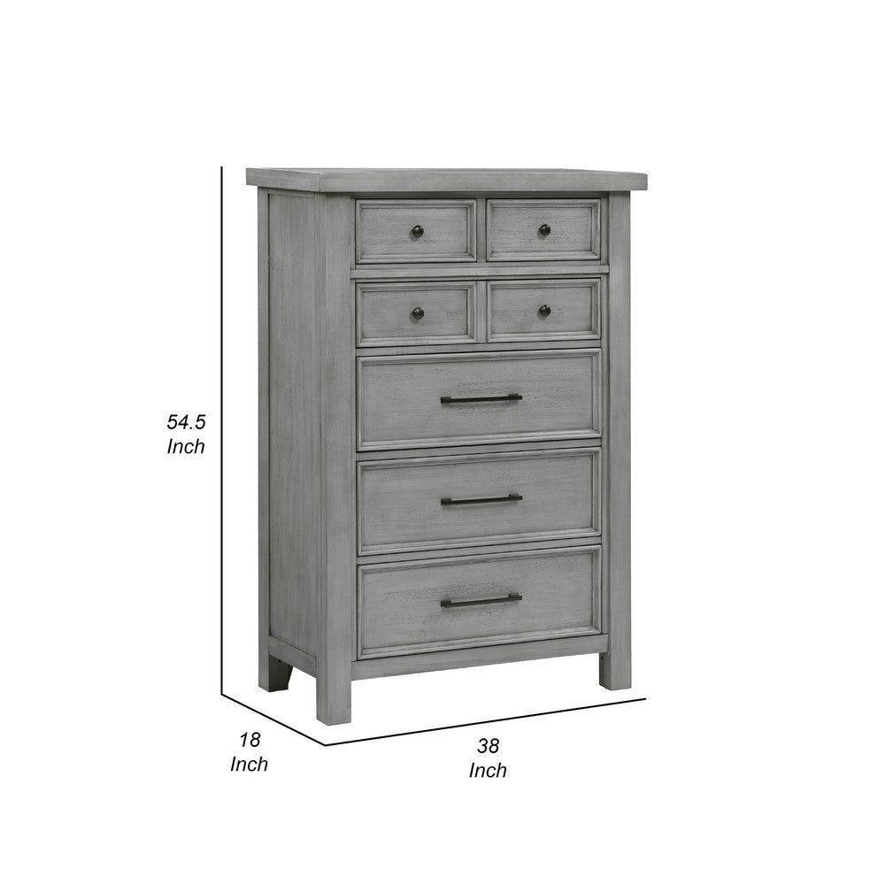 Daisy Tall Dresser Chest | Gray Mango Veneer | 7 Drawers Bronze Knobs BM336316
