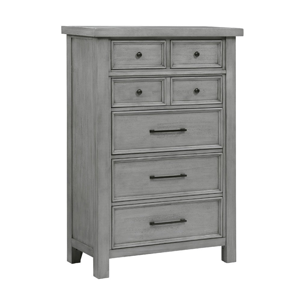 Daisy Tall Dresser Chest | Gray Mango Veneer | 7 Drawers Bronze Knobs