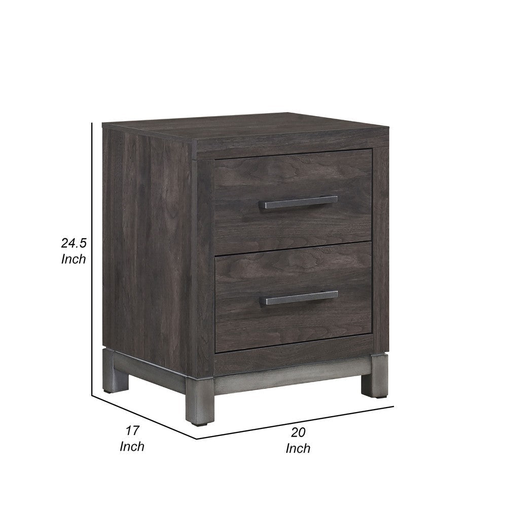 Deena 2 Drawer Nightstand | 25’’ | Brown Gray Melamine Veneer BM336317