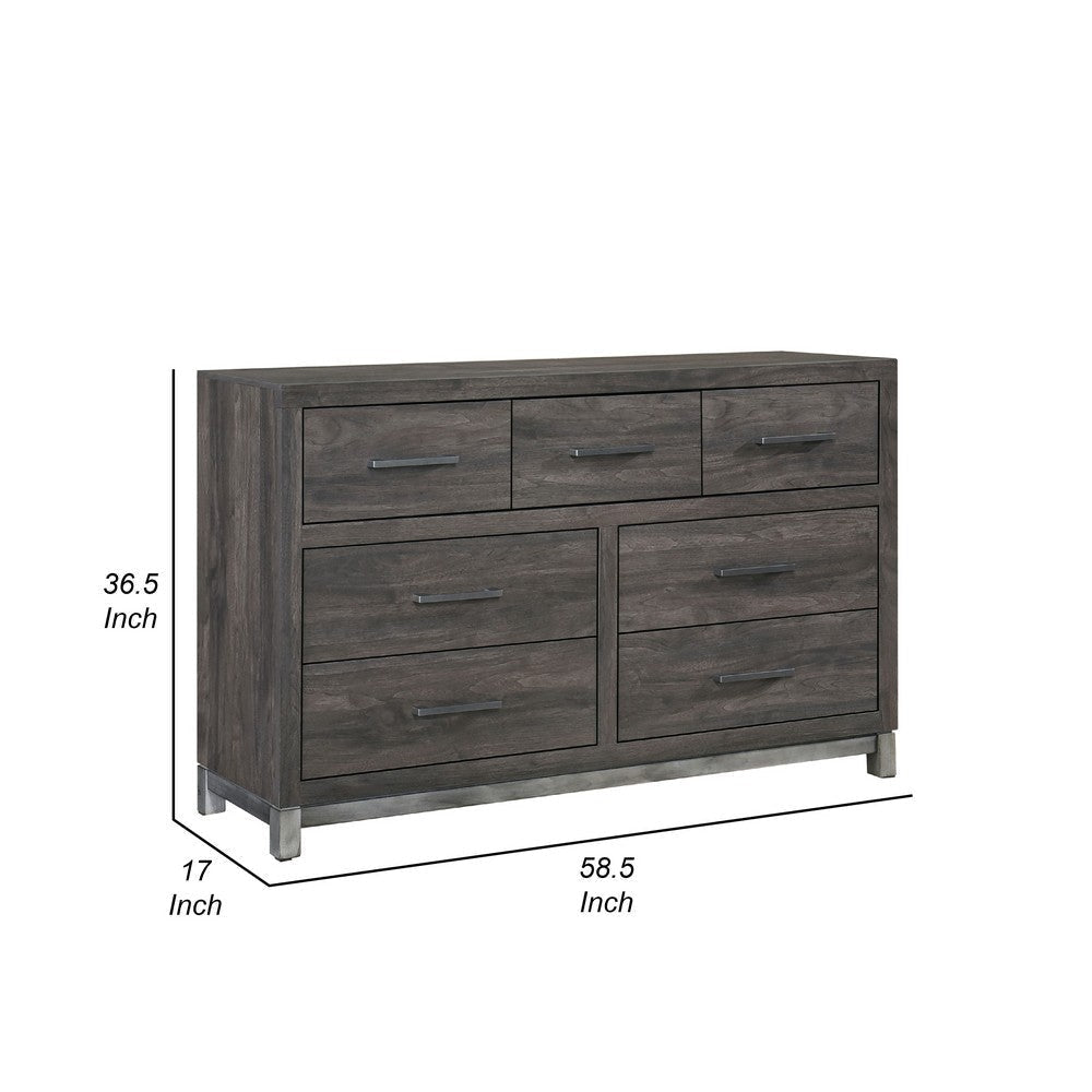 Deena 59’’ Dresser | Brown Gray Melamine Veneer | 7 Drawers BM336318