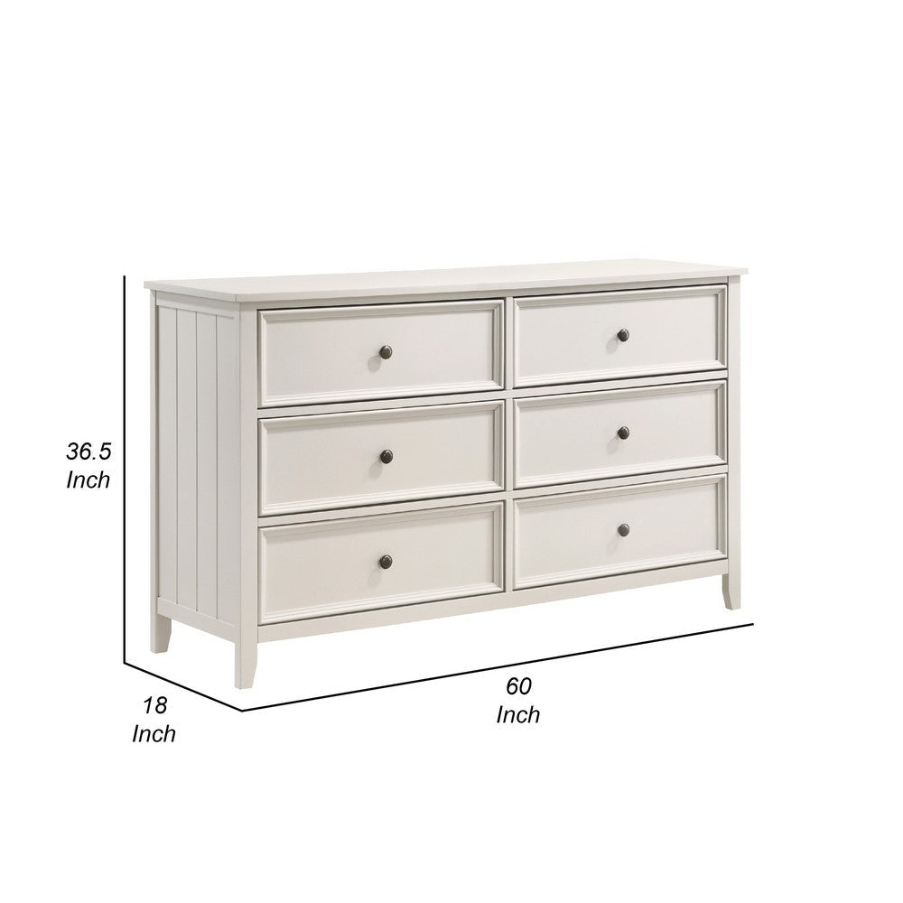 Etgo 60’’ Dresser | White Melamine Veneer | 6 Spacious Drawers BM336321
