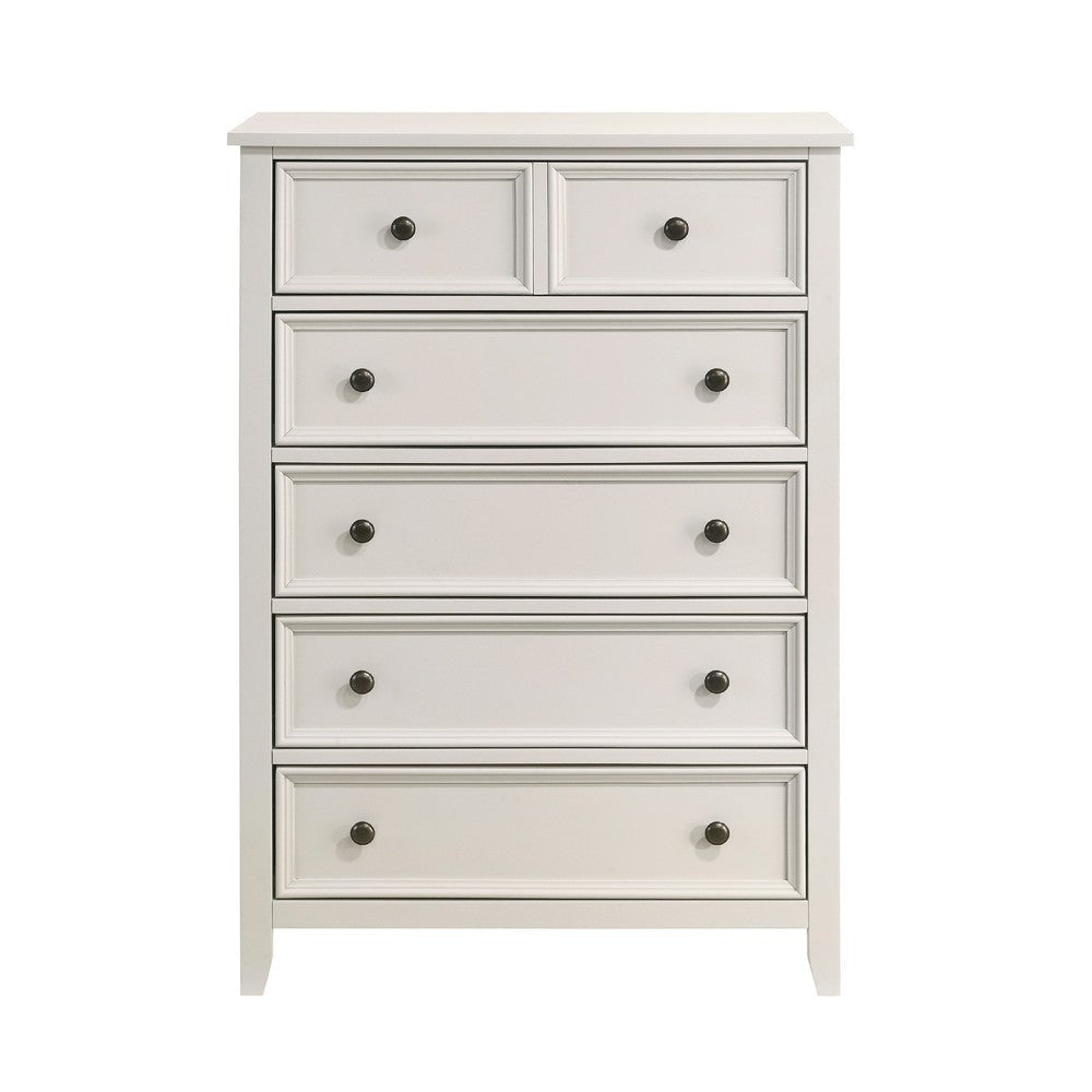 Etgo Tall Dresser Chest | White Melamine Veneer | 5 Drawers BM336322