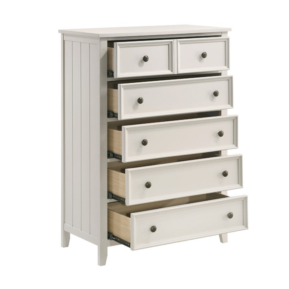 Etgo Tall Dresser Chest | White Melamine Veneer | 5 Drawers BM336322