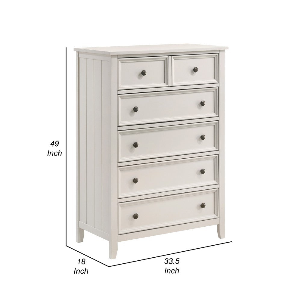 Etgo Tall Dresser Chest | White Melamine Veneer | 5 Drawers BM336322