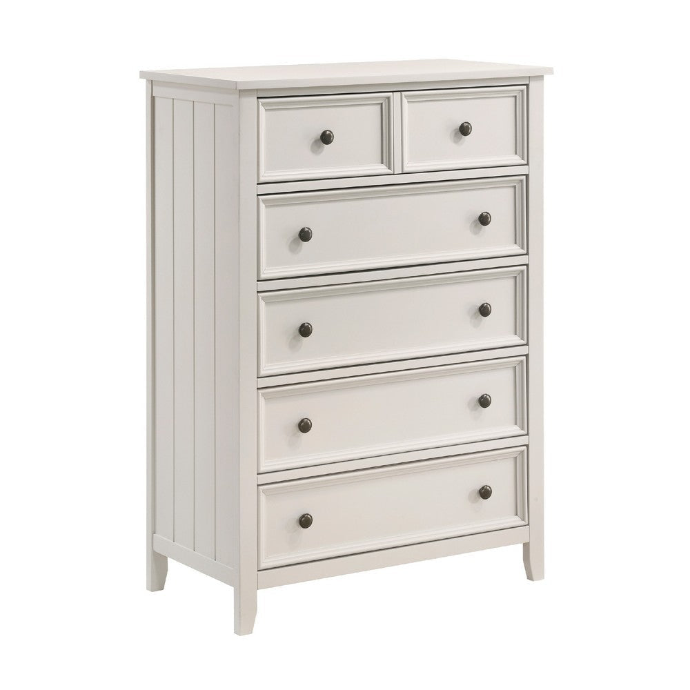 Etgo Tall Dresser Chest | White Melamine Veneer | 5 Drawers