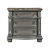 Toga 3 Drawer Nightstand | Gray Acacia Wood Carved Details | 35’’ BM336323