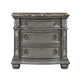 Toga 3 Drawer Nightstand | Gray Acacia Wood Carved Details | 35’’ BM336323