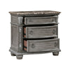 Toga 3 Drawer Nightstand | Gray Acacia Wood Carved Details | 35’’ BM336323
