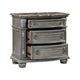 Toga 3 Drawer Nightstand | Gray Acacia Wood Carved Details | 35’’ BM336323