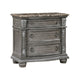 Toga 3 Drawer Nightstand | Gray Acacia Wood Carved Details | 35"