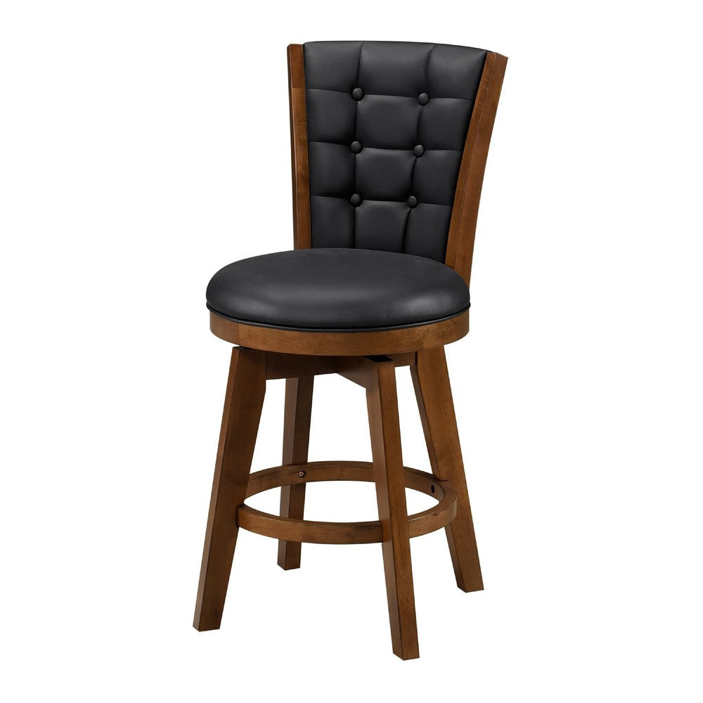 Core Set of 2 Swivel Counter Stool Chairs | Brown | Black Faux Leather BM336326